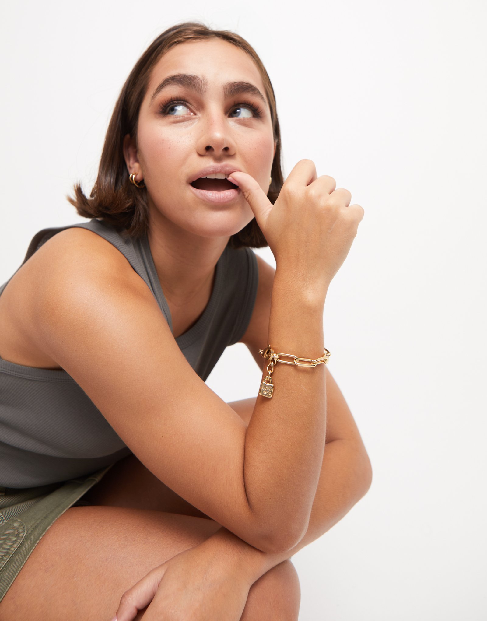 18K gold-plated link bracelet, Golden, large thumbnail